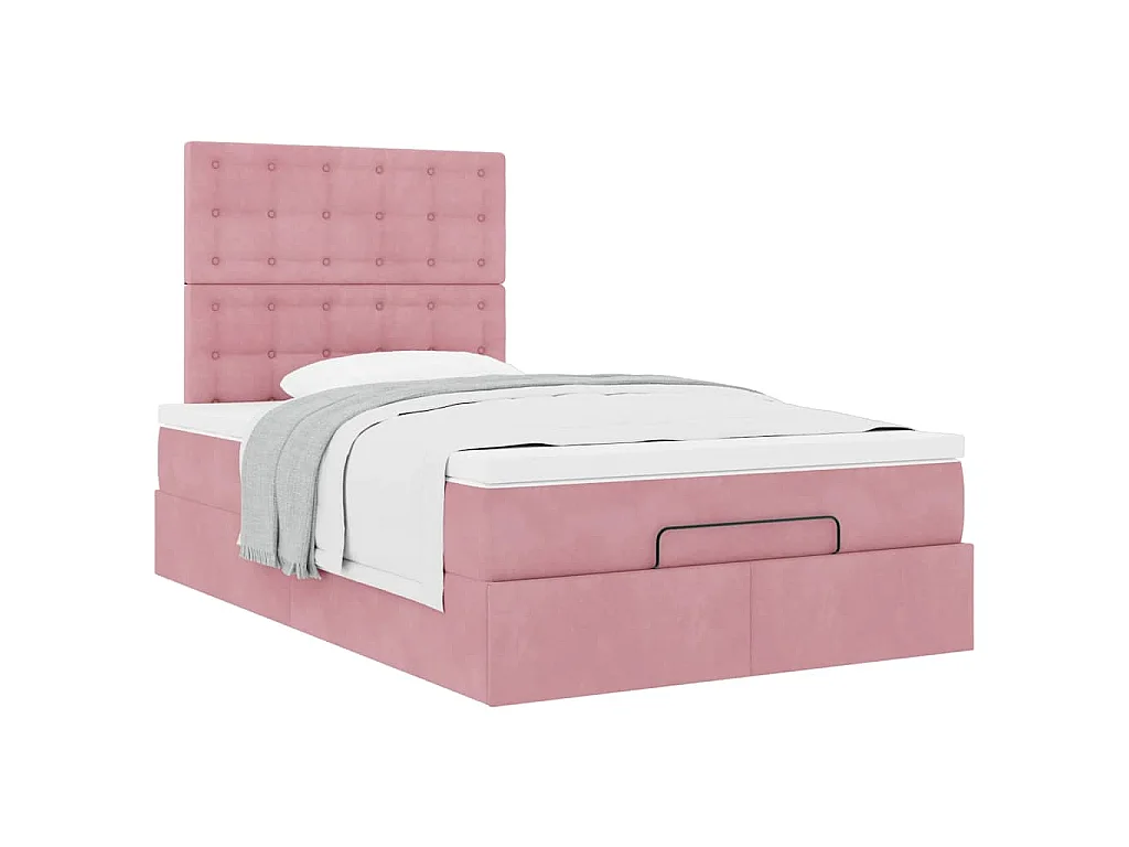 Ottoman bed met matrassen 120x190cm fluweel roze