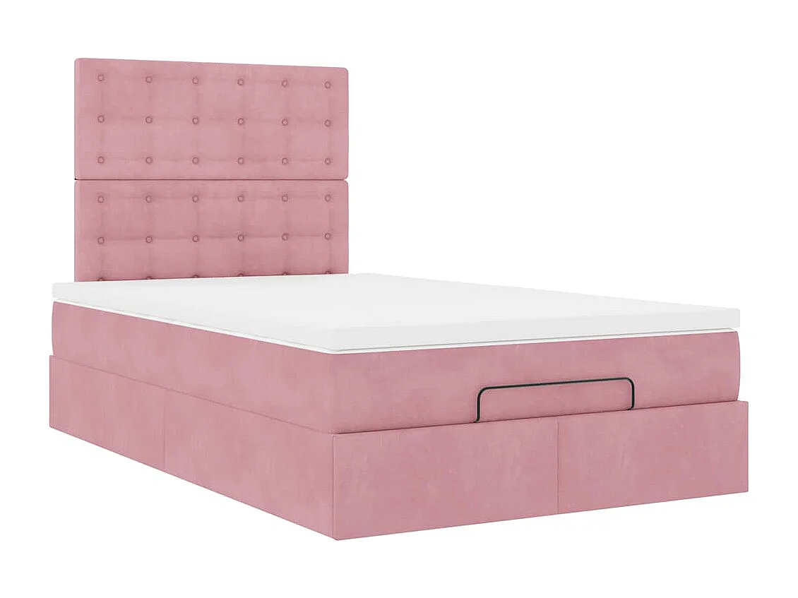 Ottoman bed met matrassen 120x190cm fluweel roze