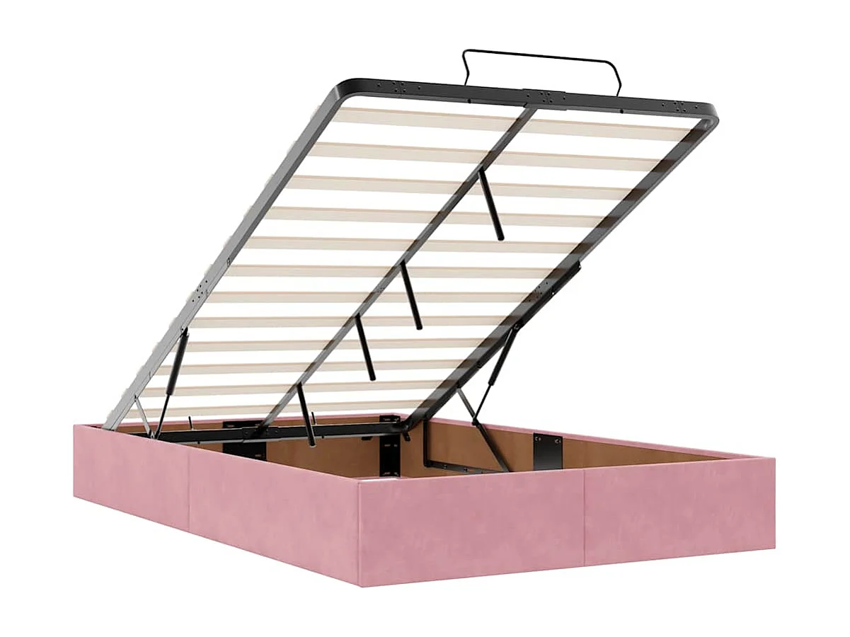 Ottoman bed met matrassen 120x190cm fluweel roze