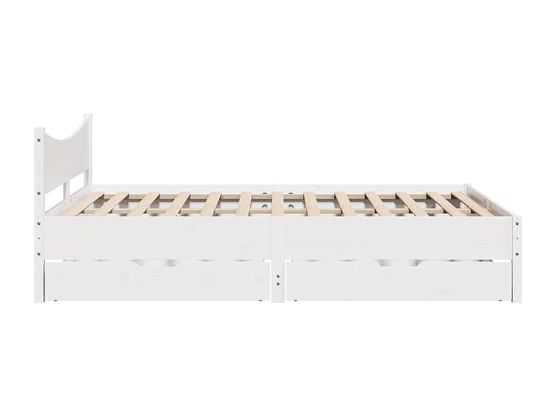 Cadre de lit avec tiroirs blanc 120x200 cm bois de pin massif