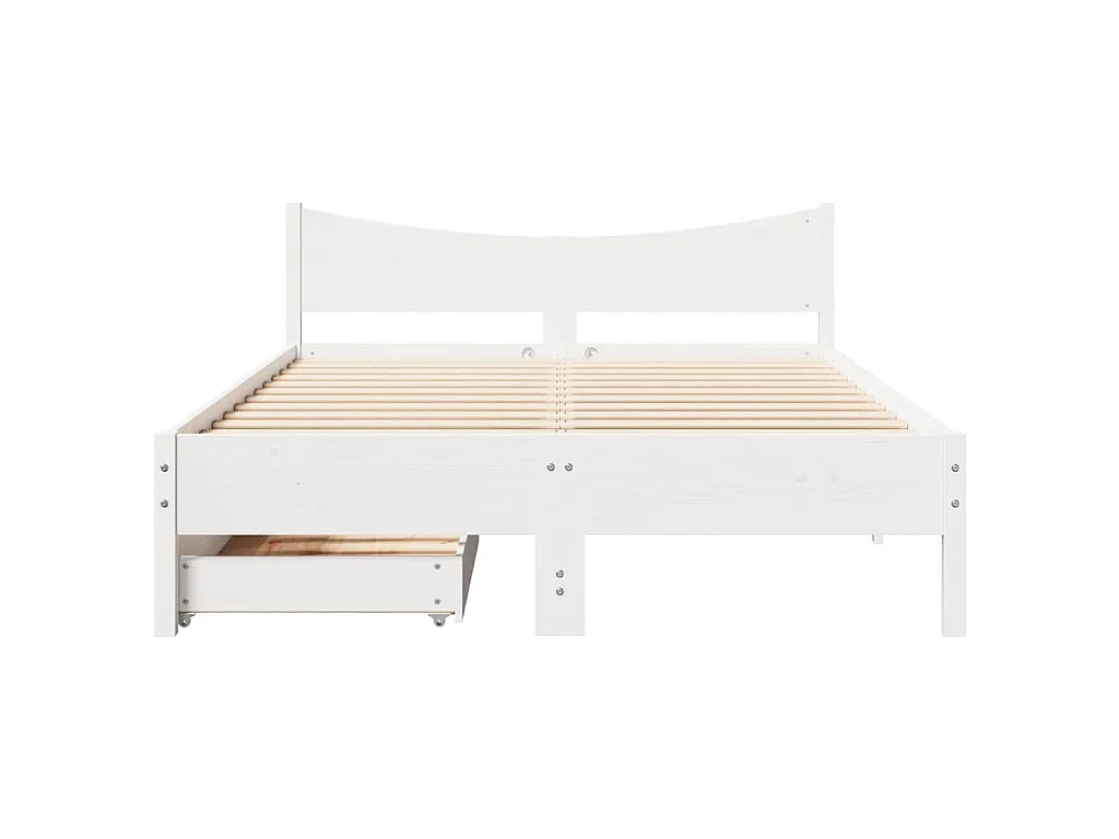Bedframe met lades massief grenenhout wit 120x200 cm