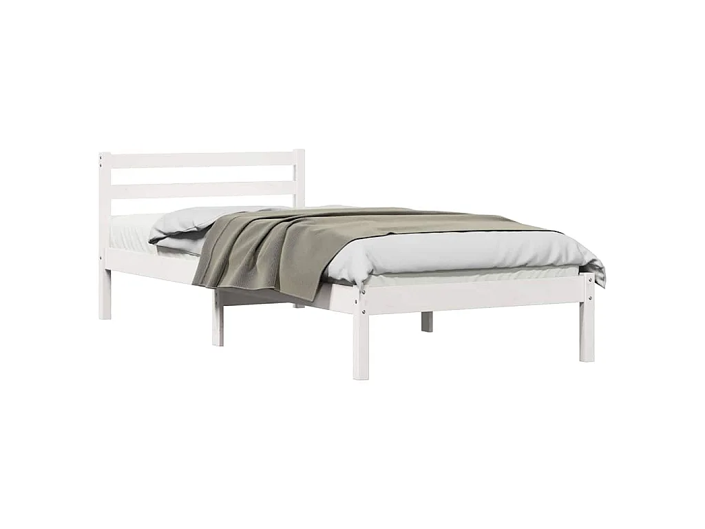 Cadre de lit Blanc 225,5 x 105,5 x 69,5 cm Bois de Pin Massif