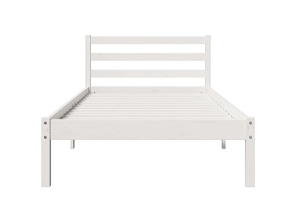 Cadre de lit Blanc 225,5 x 105,5 x 69,5 cm Bois de Pin Massif