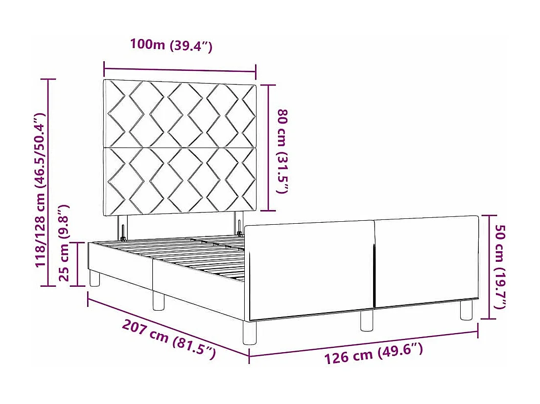 Estructura de cama con cabecera Azul 120 x 200 cm tela