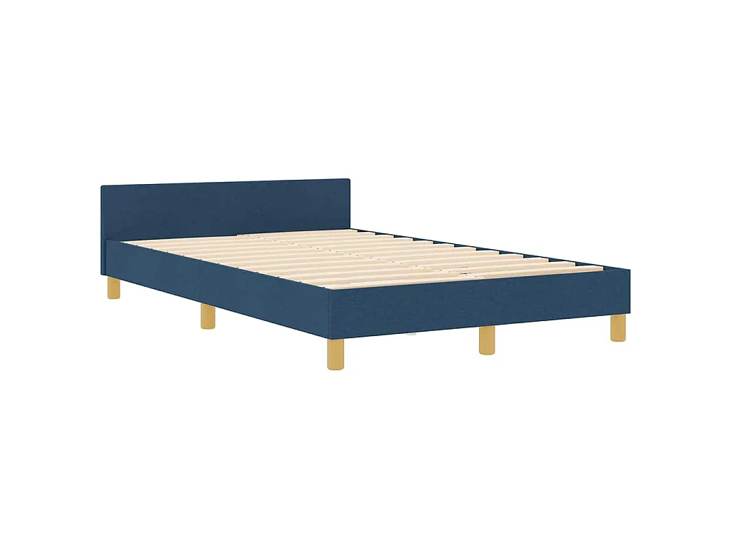 Cadre de lit avec tête de lit Bleu 120 x 200 cm tissu