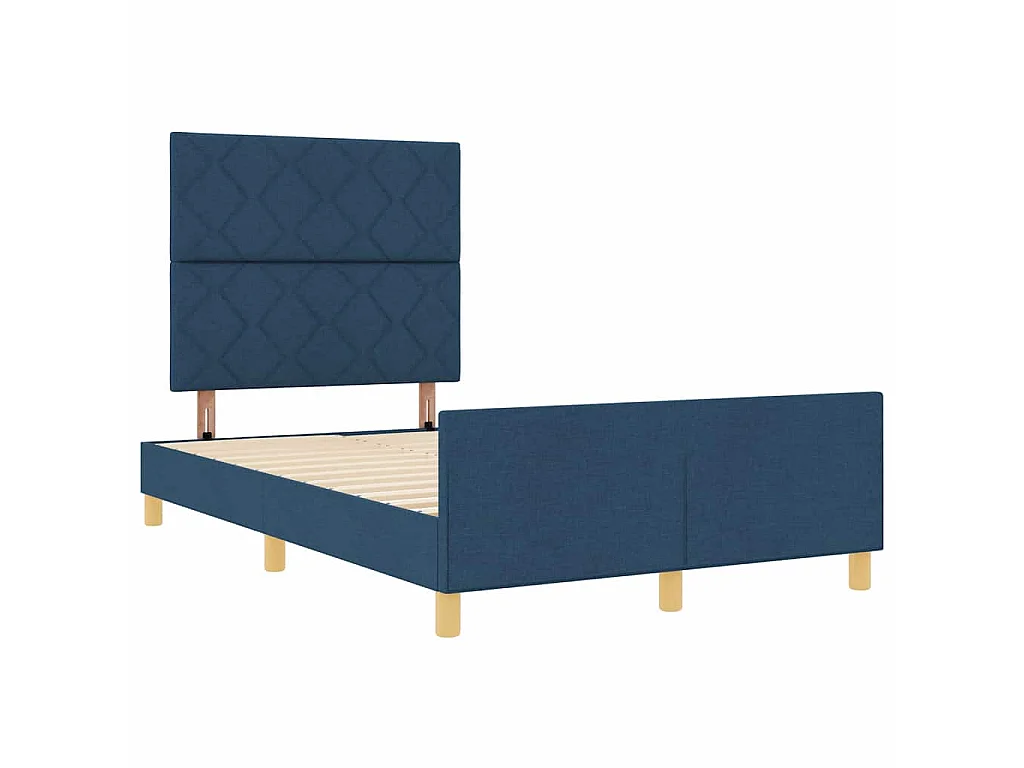 Cadre de lit avec tête de lit Bleu 120 x 200 cm tissu