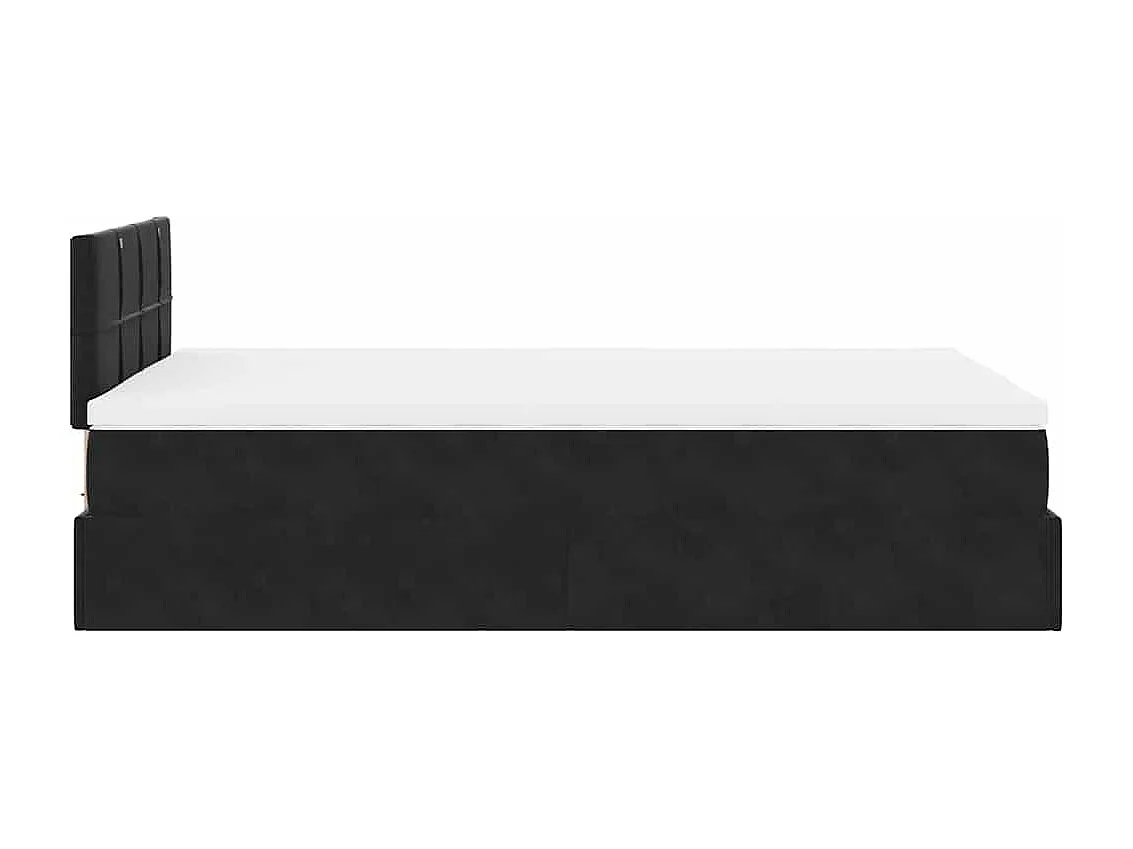 Lit ottoman avec matelas noir 120x190 cm velours