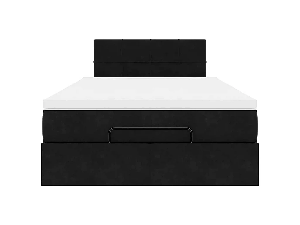 Pouf Letto con Materasso Nero 120x190 cm Velluto