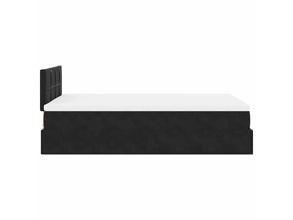 Pouf Letto con Materasso Nero 120x190 cm Velluto
