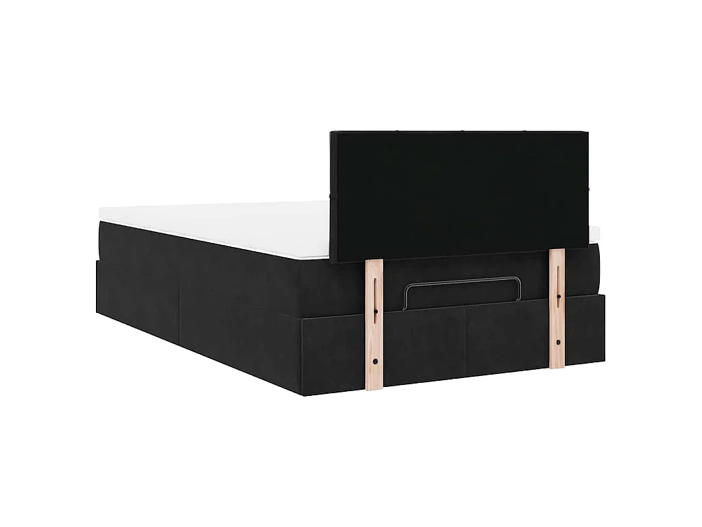 Lit ottoman avec matelas noir 120x190 cm velours
