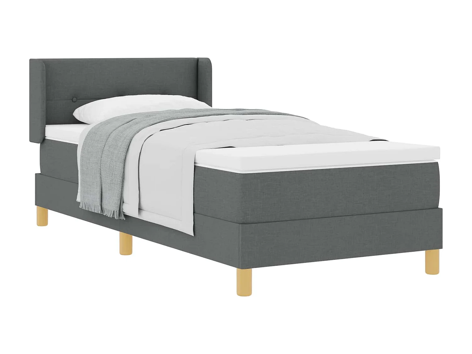 Lit à ressorts avec matelas Gris foncé 200 x 100 cm Polyester