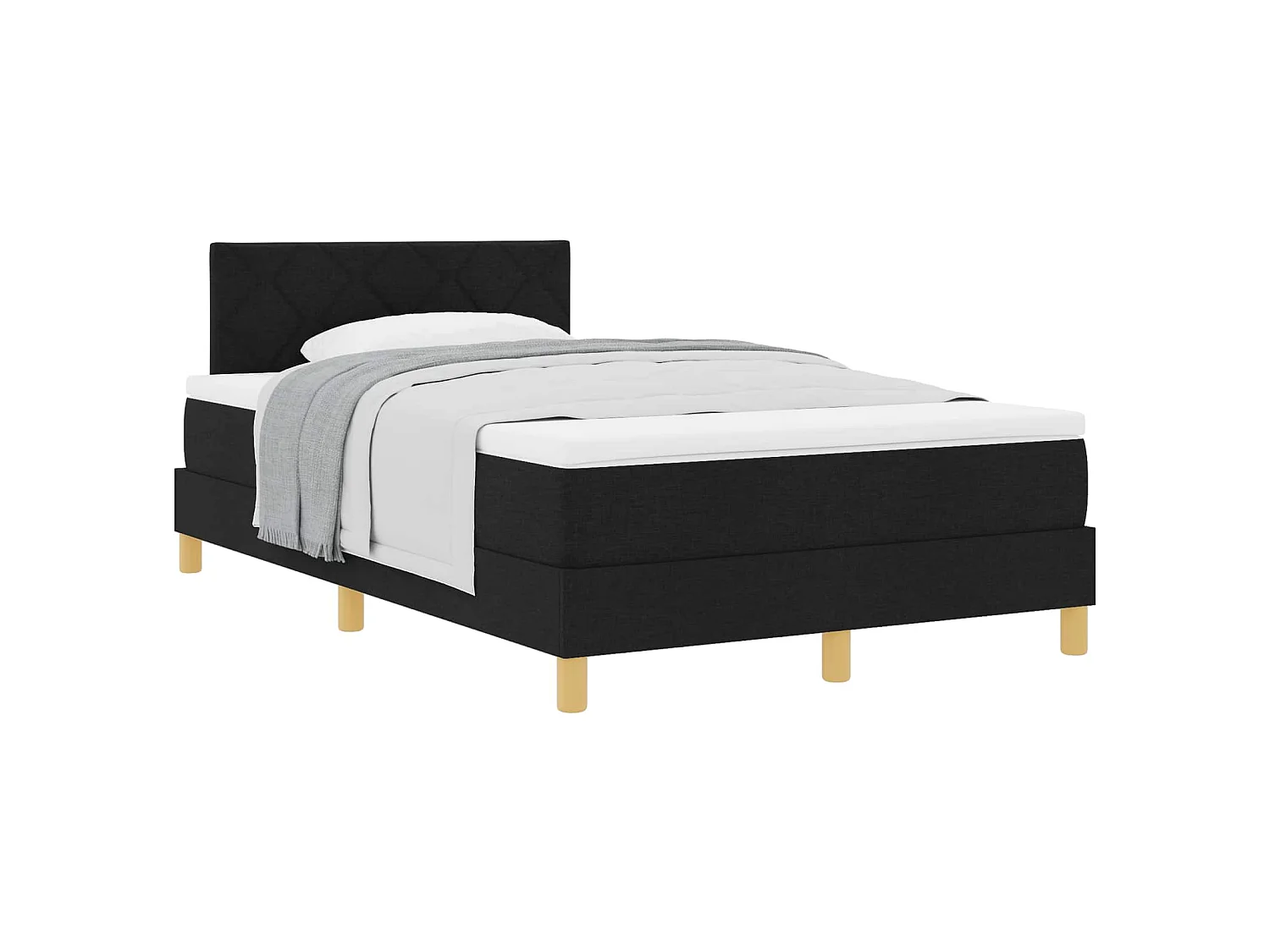 Boxspringbed met kussen met hoofdeinde Zwart 120 x 200 cm Stof