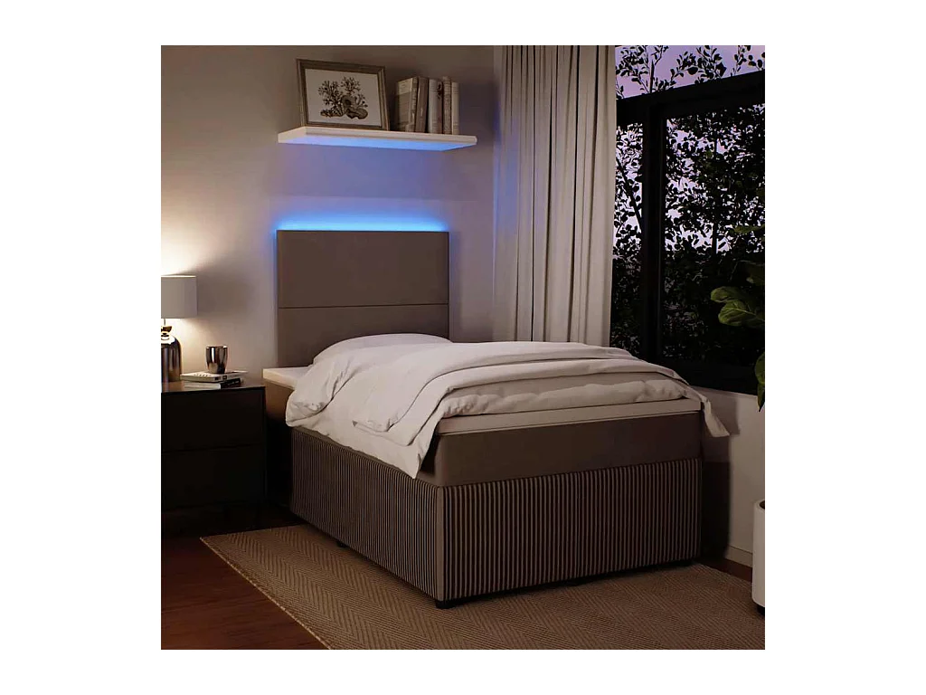 Sommier à lattes de lit et matelas gris clair 120x190cm velours