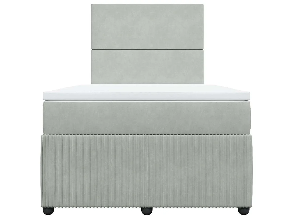 Sommier à lattes de lit et matelas gris clair 120x190cm velours