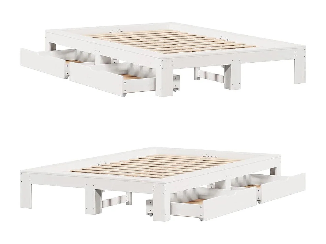 Bedframe zonder matras massief grenenhout wit 120x200 cm