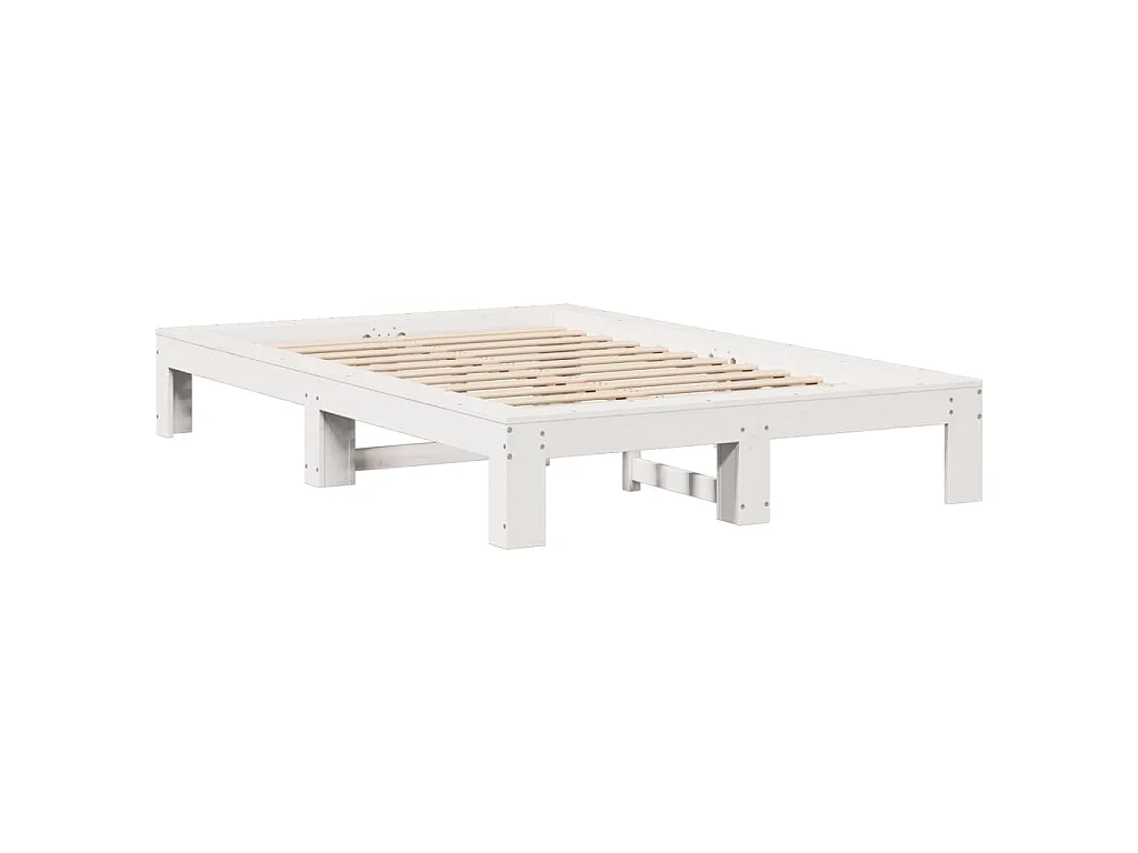 Cadre de lit sans matelas blanc 120x200 cm bois de pin massif