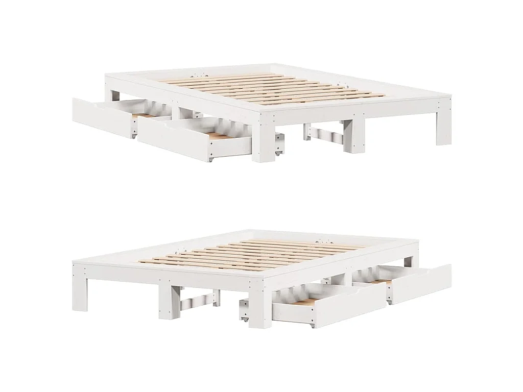 Cadre de lit sans matelas blanc 120x200 cm bois de pin massif