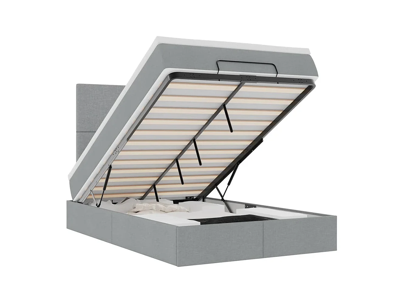 Cadre de lit ottoman avec matelas gris clair 120x190 cm tissu