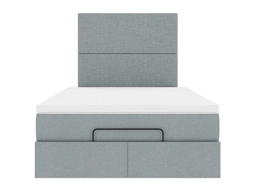 Ottoman-Bett mit Matratze Hellgrau 120x190 cm Stoff