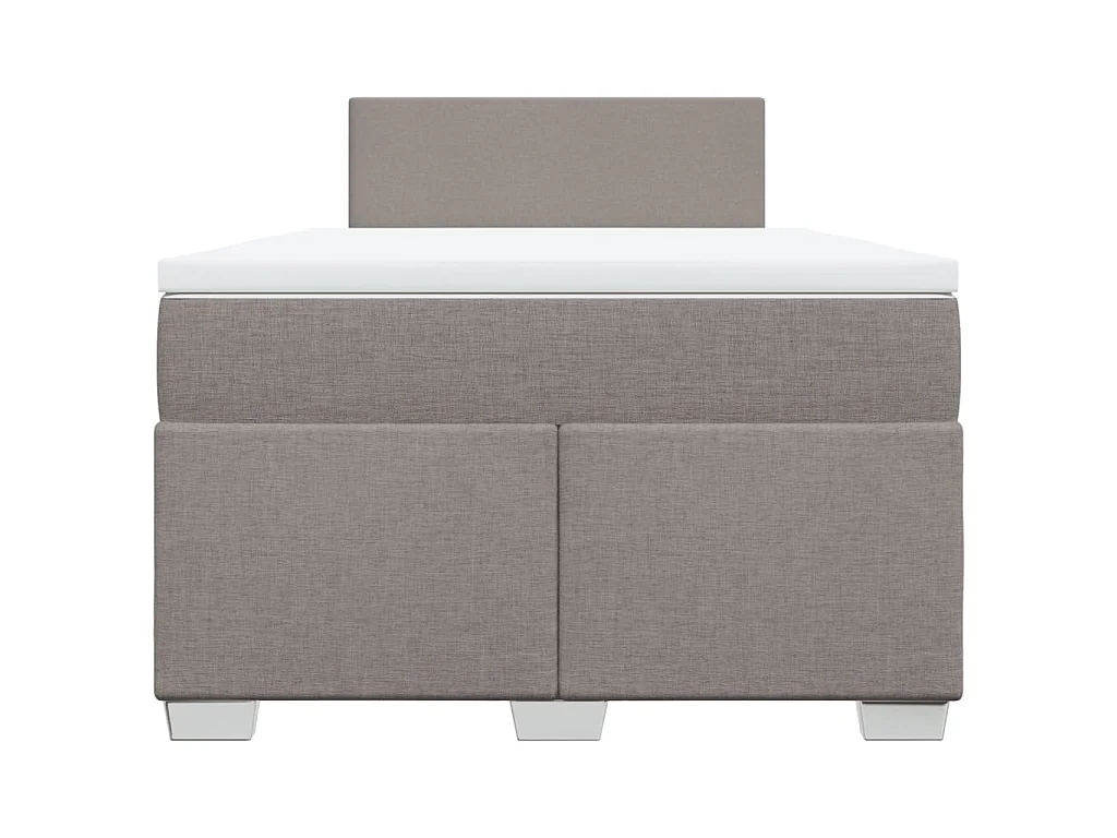 Cama box spring con colchón tela gris taupe 120x200 cm