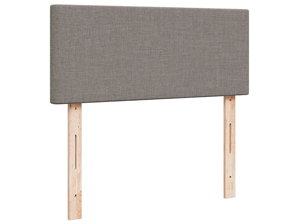 Cama box spring con colchón tela gris taupe 120x200 cm