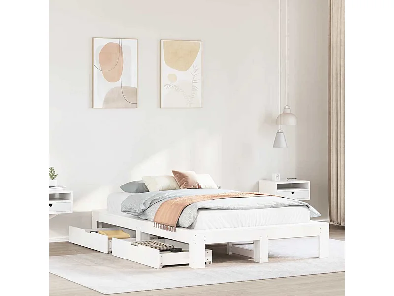 Cadre de lit sans matelas blanc 120x190 cm bois de pin massif