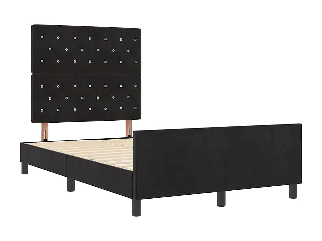 Cama Box com cabeceira Preto 120 x 200 cm Veludo