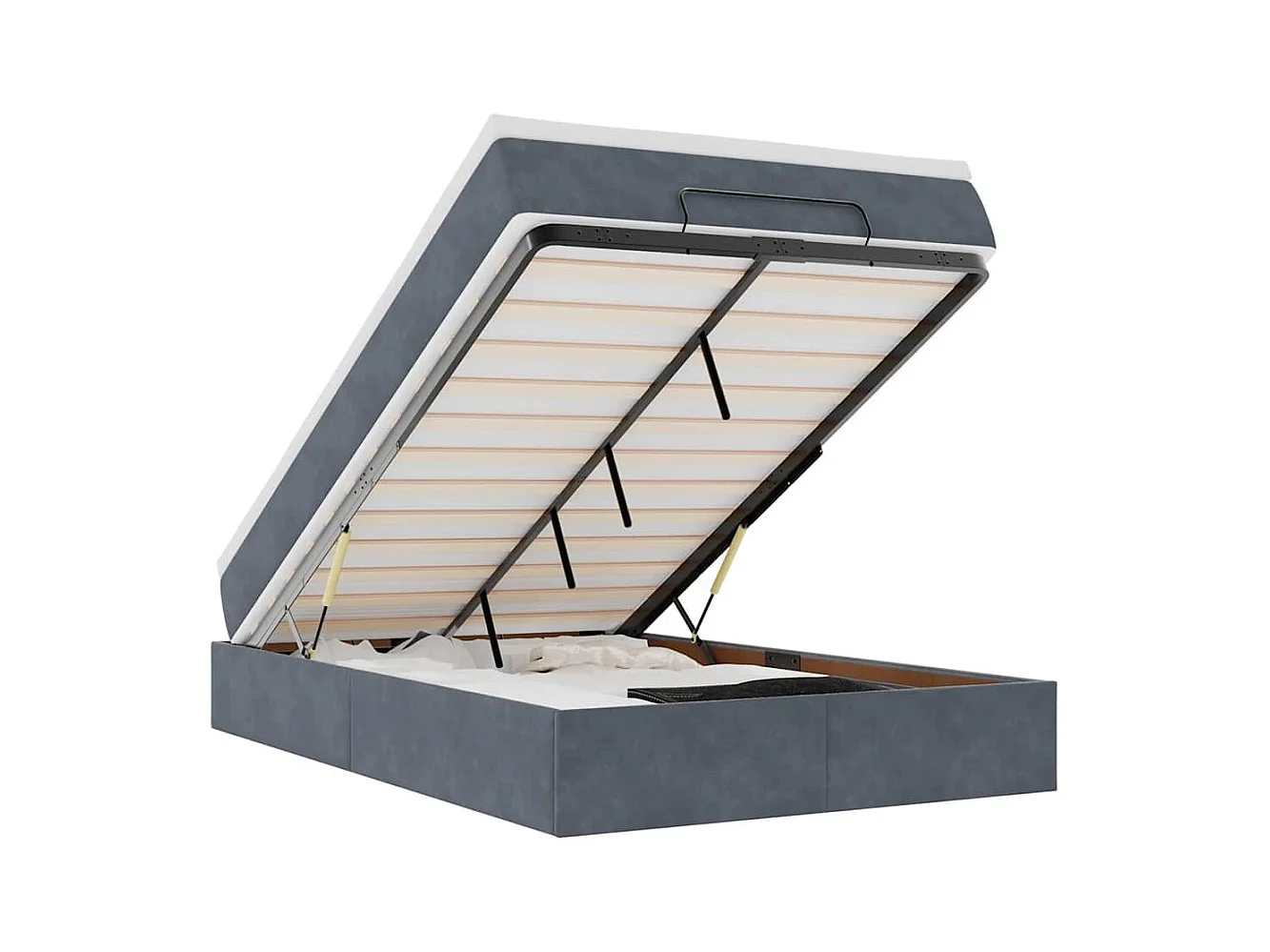Ottoman-Bett mit Matratze Dunkelgrau 120x190 cm Samt