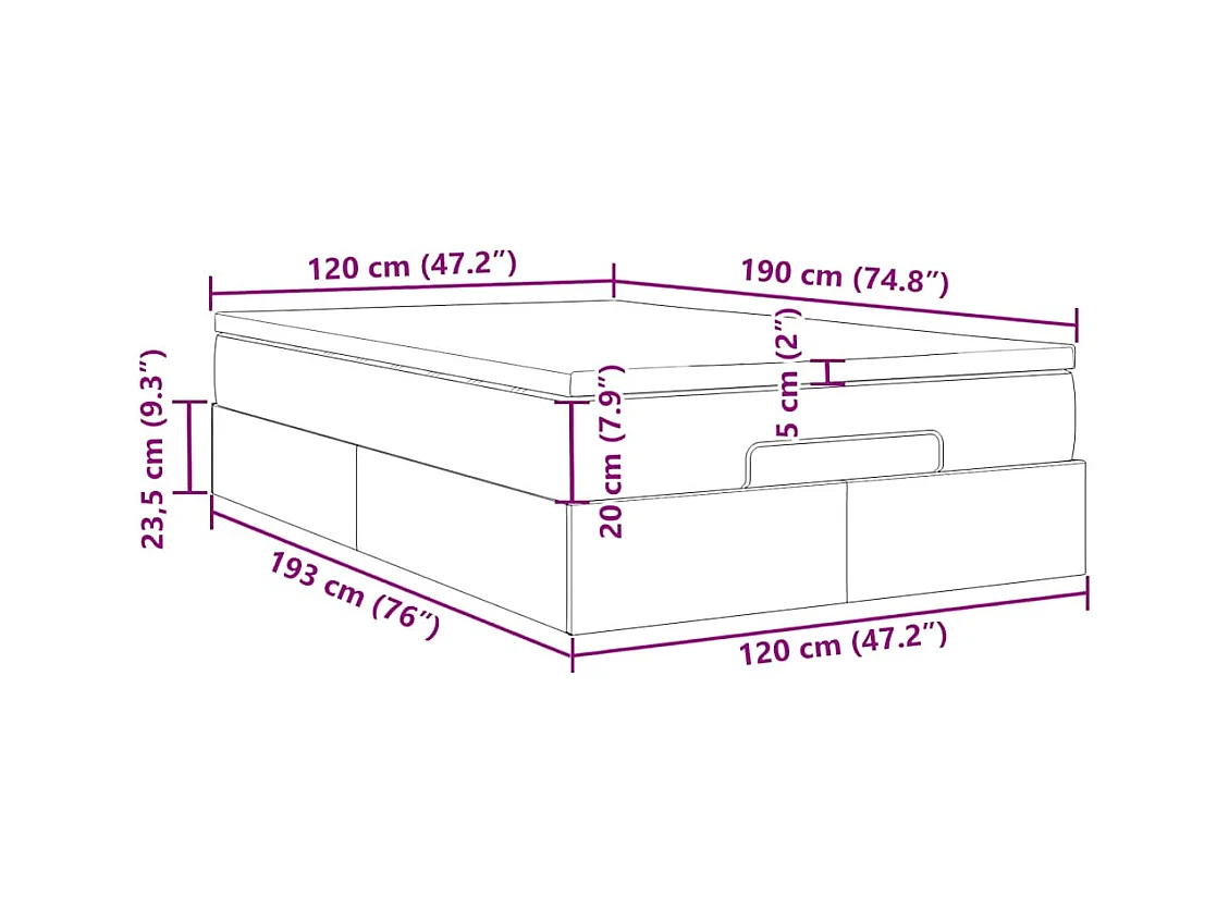 Ottoman-Bett mit Matratze Dunkelgrau 120x190 cm Samt