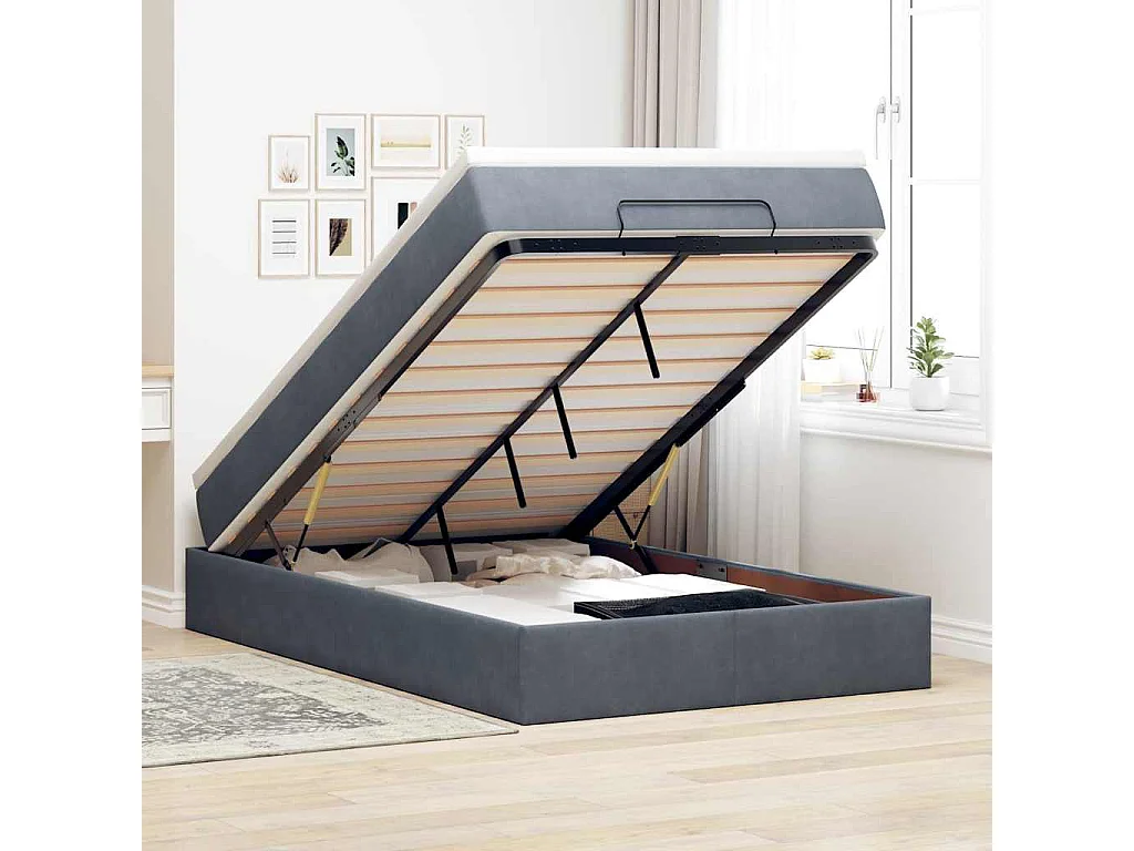 Bed poef met matras 120x190 cm fluweel donkergrijs