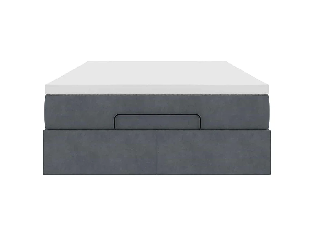 Cama otomana con colchón 120x190 cm terciopelo gris oscuro