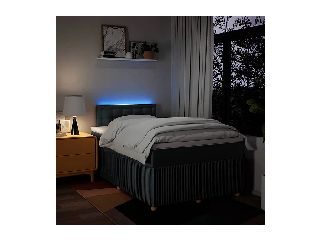 Sommier à lattes de lit avec matelas bleu 120x190 cm tissu