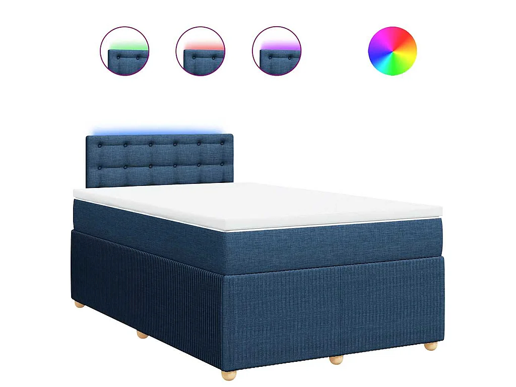 Sommier à lattes de lit avec matelas bleu 120x190 cm tissu