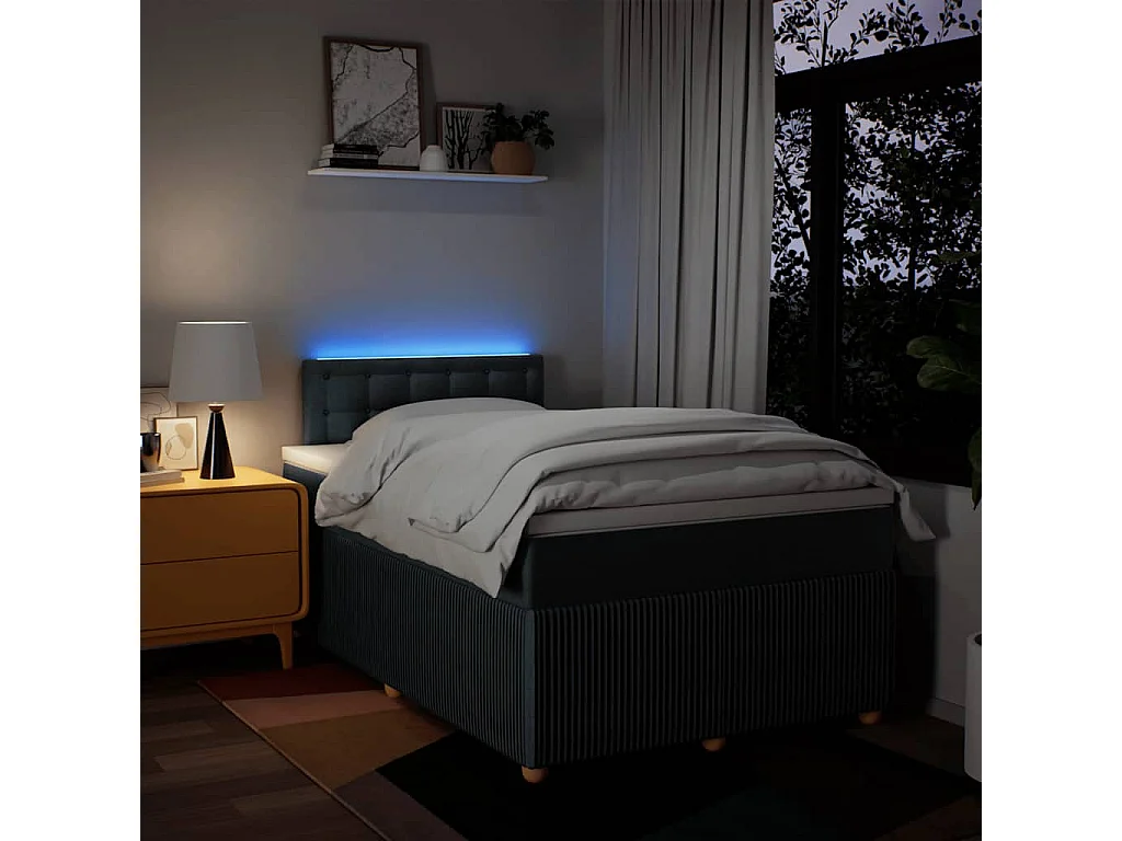 Sommier à lattes de lit avec matelas bleu 120x190 cm tissu