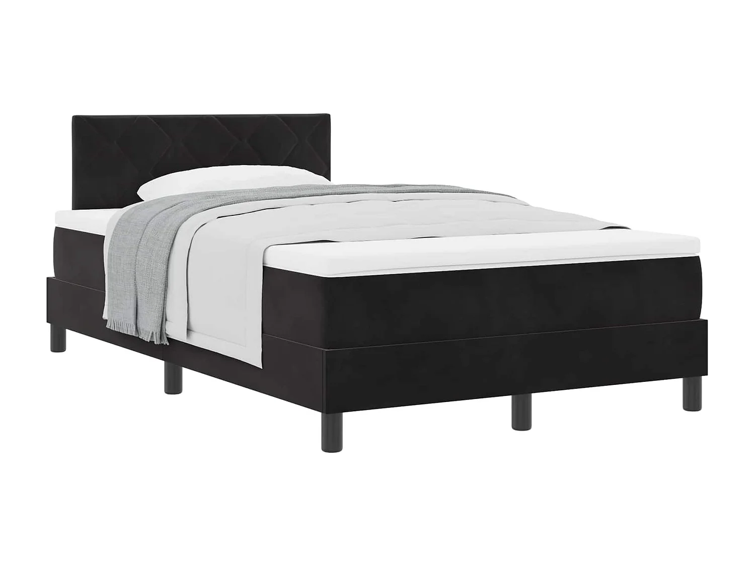 Cama Box com colchão com cabeceira Preto 120 x 190 cm Veludo