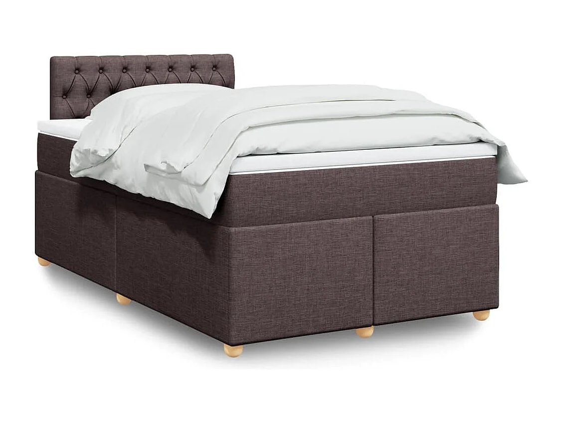 Cama box spring con colchón tela marrón oscuro 120x190 cm