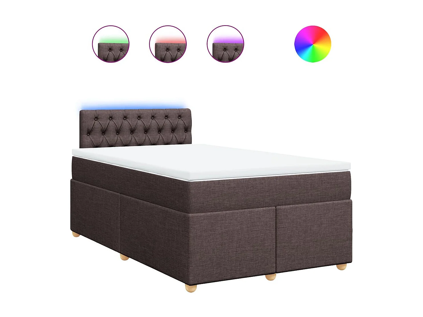 Cama box spring con colchón tela marrón oscuro 120x190 cm