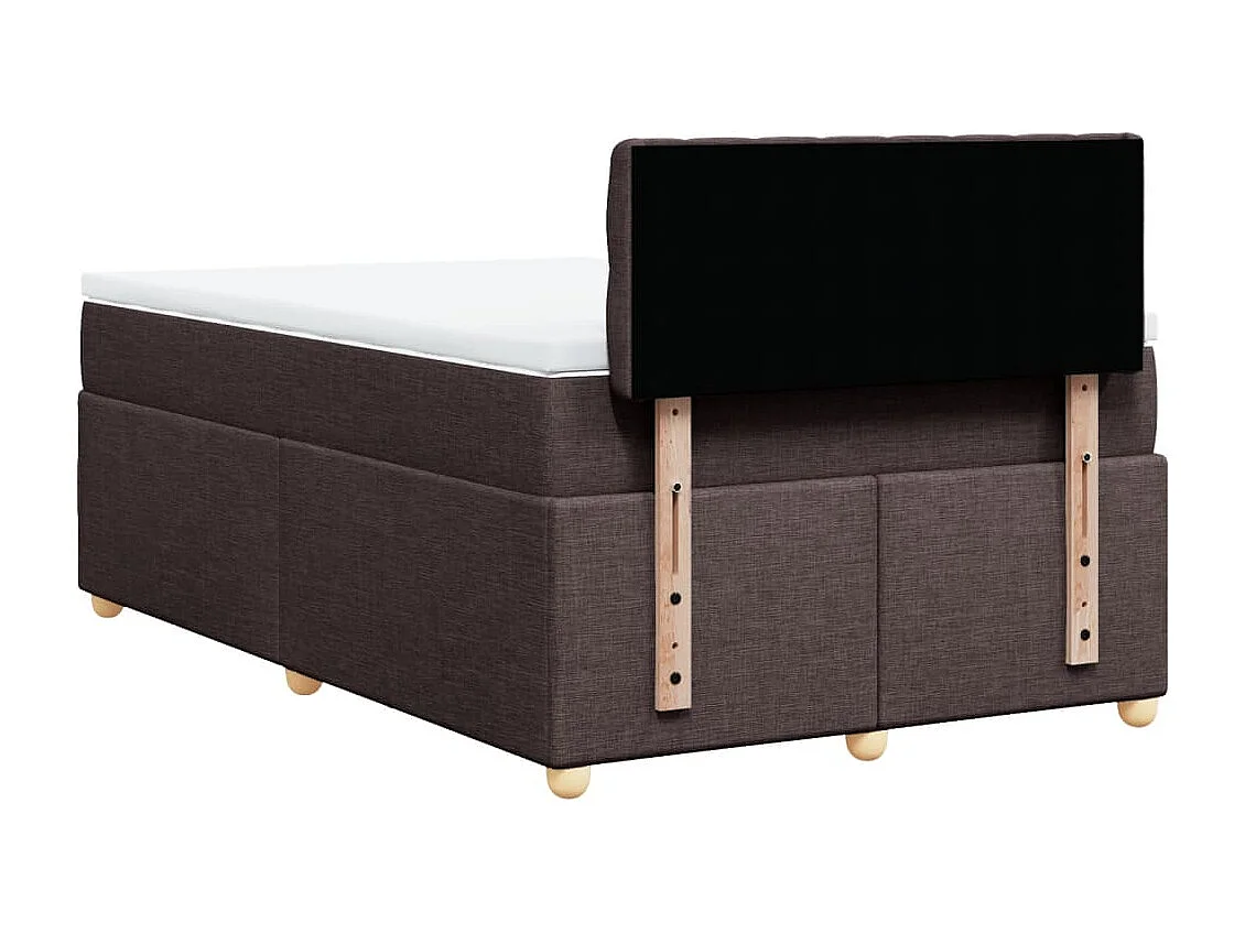 Cama box spring con colchón tela marrón oscuro 120x190 cm