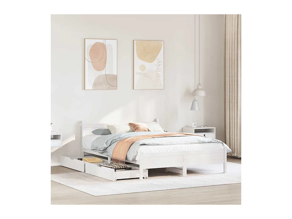 Cadre de lit sans matelas blanc 120x190 cm bois de pin massif