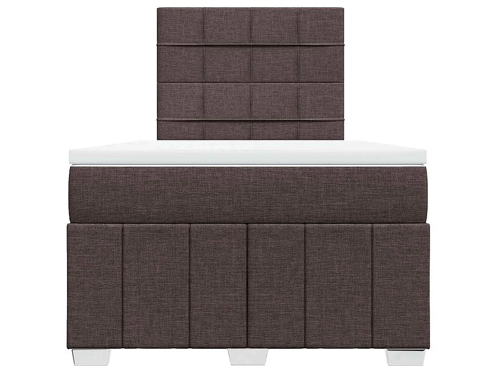 Cama box spring con colchón tela marrón oscuro 120x190 cm