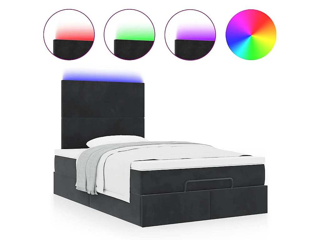 Struttura Letto Pouf con Materassi Nero 120x200 cm Velluto