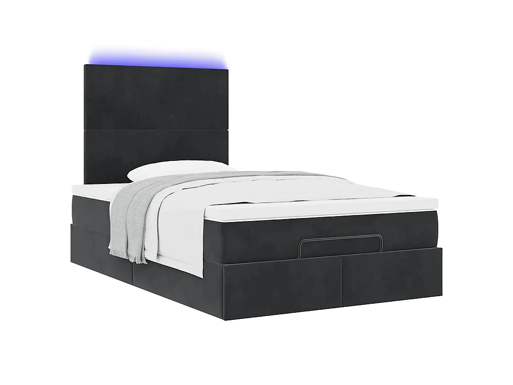 Struttura Letto Pouf con Materassi Nero 120x200 cm Velluto