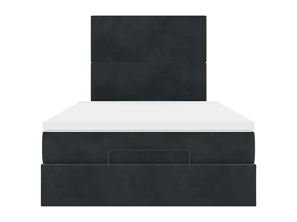 Struttura Letto Pouf con Materassi Nero 120x200 cm Velluto