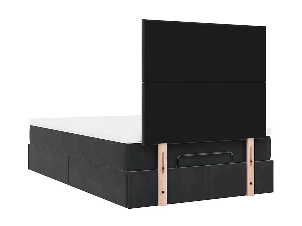 Struttura Letto Pouf con Materassi Nero 120x200 cm Velluto