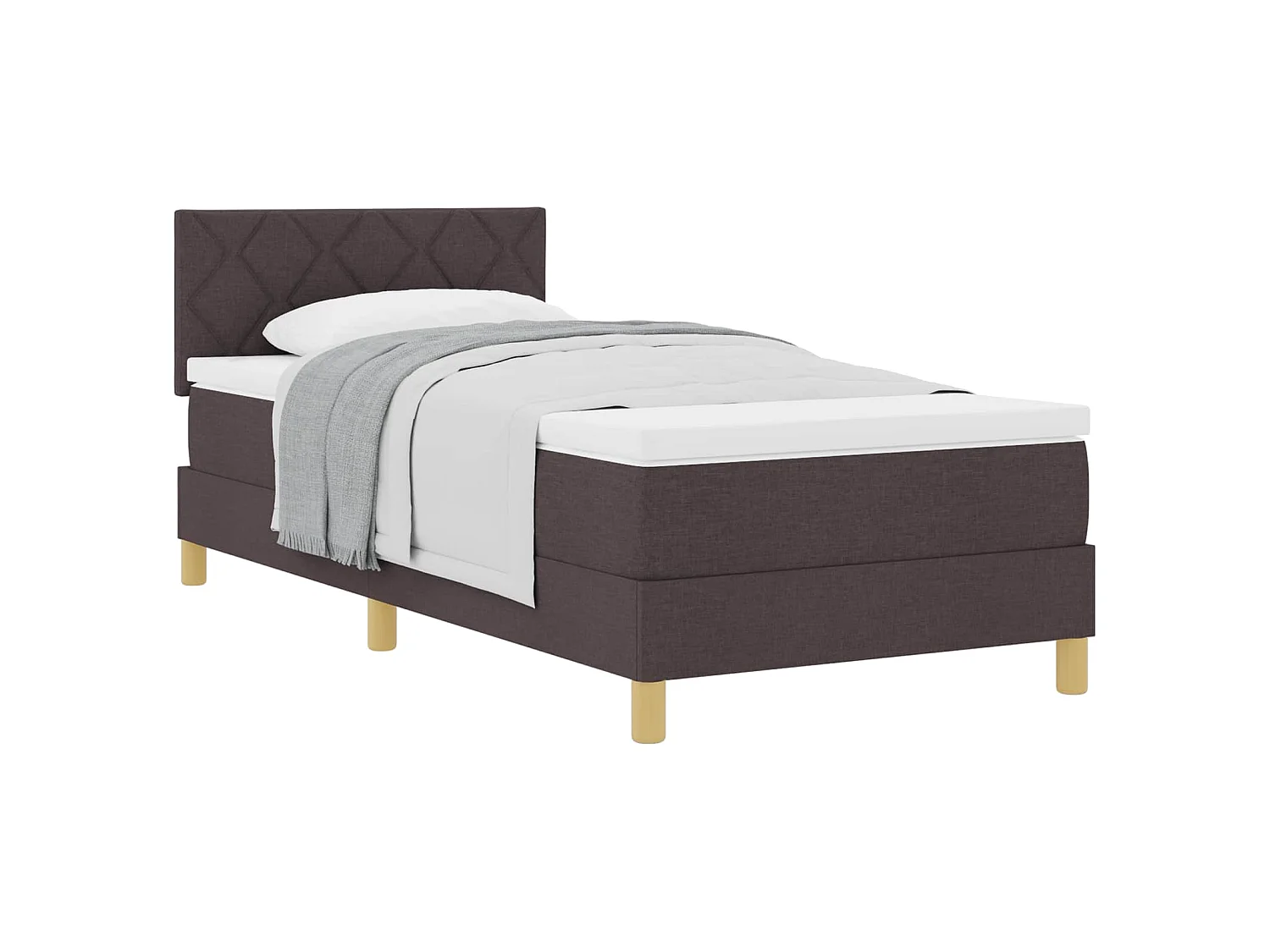Letto a molle con cuscino Marrone Scuro 100 x 200 cm Tessuto
