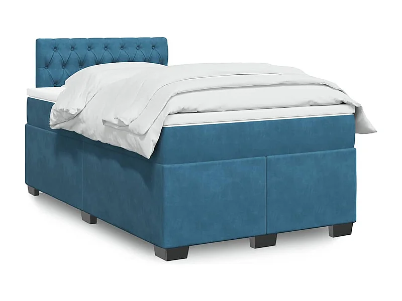 Boxspring met matras fluweel blauw 120x190 cm