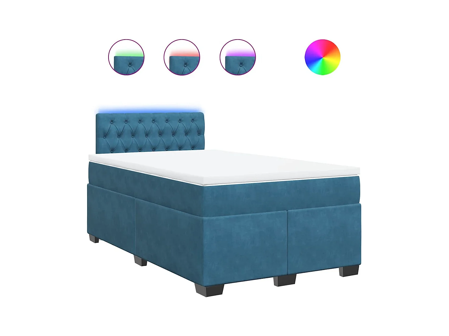 Boxspring met matras fluweel blauw 120x190 cm