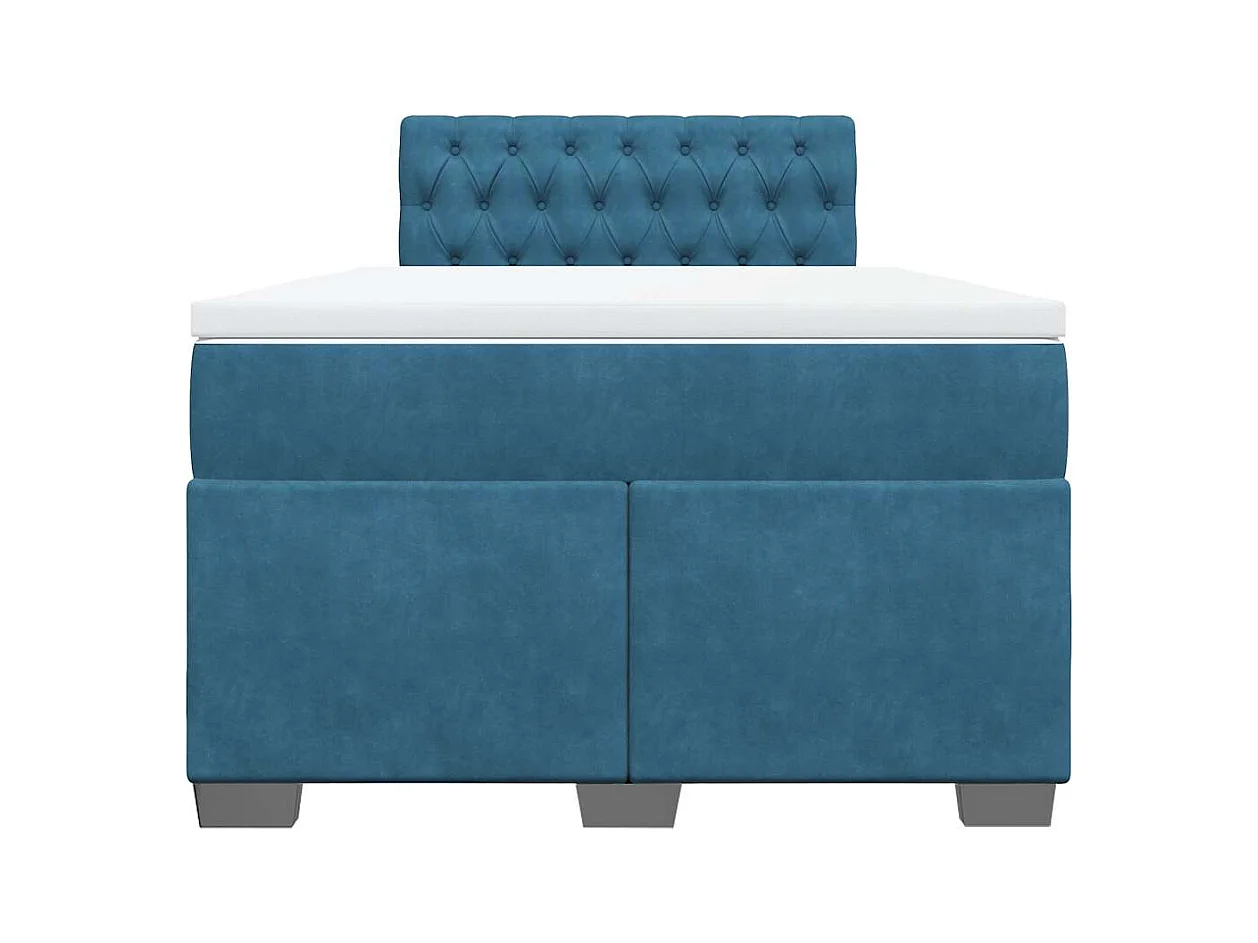 Boxspring met matras fluweel blauw 120x190 cm