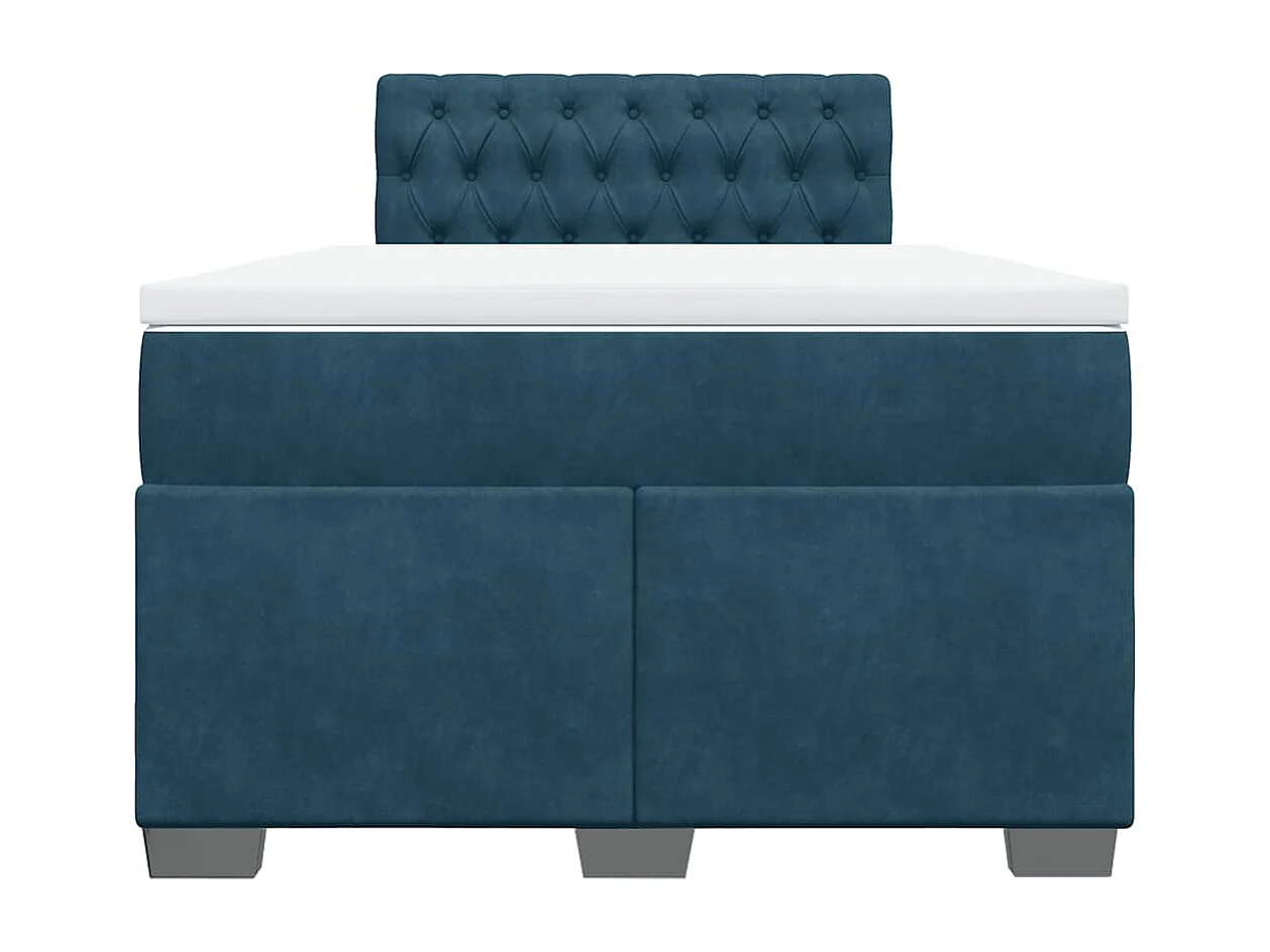 Sommier à lattes de lit et matelas bleu 120x190 cm velours