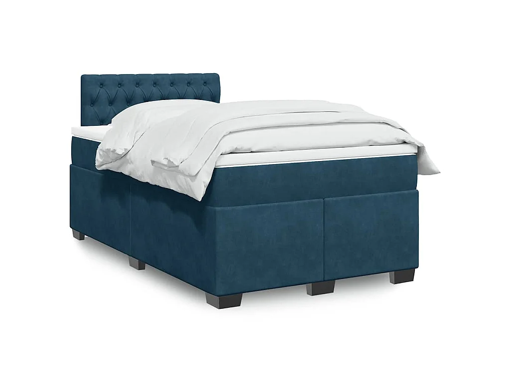 Boxspringbett mit Matratze Blau 120x190 cm Samt